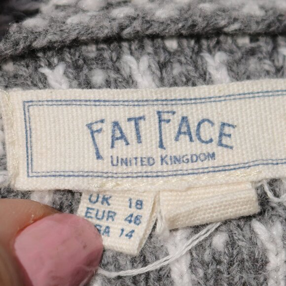 Fat Face Grey & White Triangle Pattern Turtleneck Cotton Blend Sweater Sz 14 - Picture 6 of 7